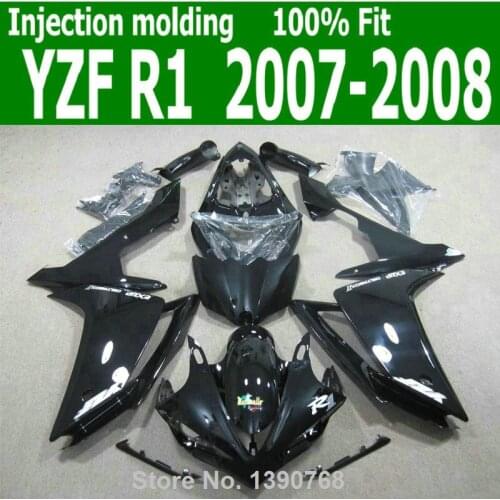 Abs Fairings For YAMAHA YZF R1 07 - 08 ( Glossy black ) Injection Molding fairing kit CQ64