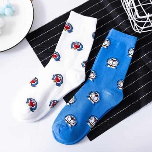Solid Sock Women Doraemon Woman Socks Creative Casual Ladies Sox Cotton Autumn Winter Girls Trendy Japanese Lovers Calcetines
