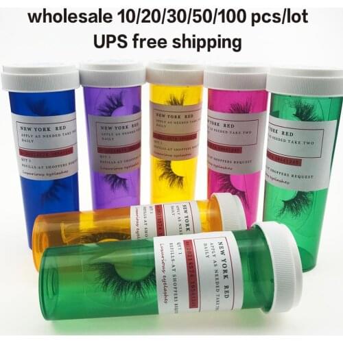 Wholesale Eyelash Package Box Pill Bottle Lash Boxes Packaging Bulk Lashes Storage Boxes Case Empty Free Custom lashes Label