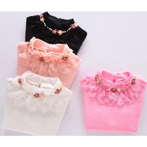 2019 Autumn Girls Clothes Children Clothing School Girls Blouse Beading Child Shirt Cotton Blouse Kids Clothes Blusas Age 3-15Y