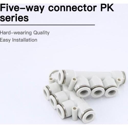 1pcs Pneumatic reducer PK five-way PK4 PK6 PK8 PK10 PK12 pneumatic air tube cylinder quick plug connector white