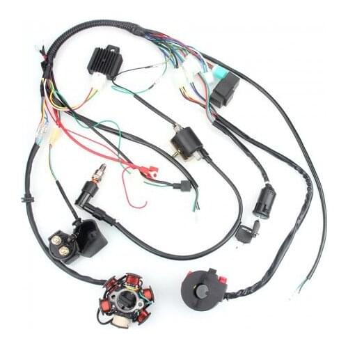 FOR 50CC-110CC Mini 4 Stroke ATV Complete Wiring Harness CDI STATOR 6 Coil Pole Ignition Electric Quad Dirt Pit Bike