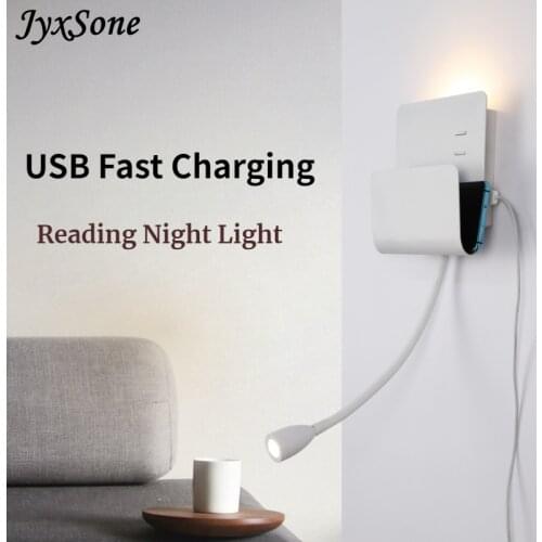 Bedside Lamp Simpl Dimmer LED Modern Interior Wall Light for Home Living Room Decoration Bedroom Sconce with Usb Fast Charging