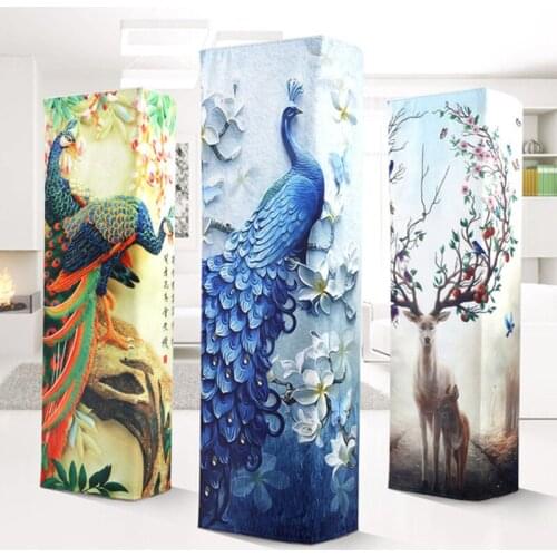 3D Cuboid Printed Vertical Air Conditioning Cabinet Machine Dust Cover Protect Case for Home Living Room Decorations FC31