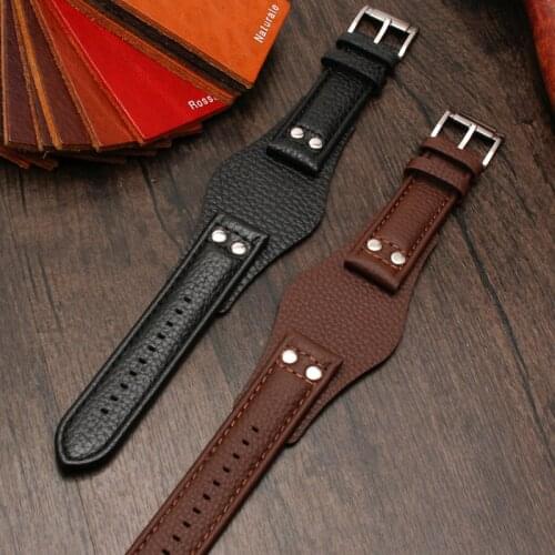 Genuine Real Leather Watch Strap for Fossil CH2564 CH2565 CH2891CH3051 Handmade Wristband 22mm black brown tray watchband