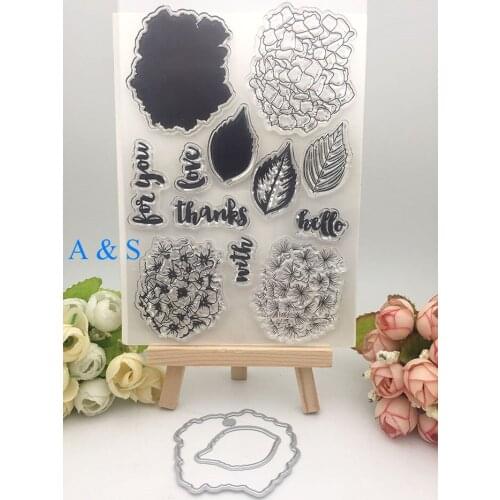 Z51 Thanks Love Flower Leaf Metal Cutting Dies Transparent Clear Stamp for Scrapbooking DIY Embossing Folder Template Crafts