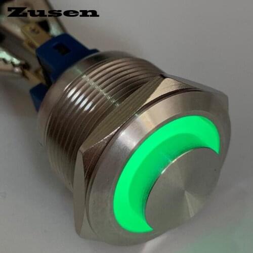 Zusen 22mm high head stainless steel ring illuminated momentary push button switch(ZS22F-11E/G/12V/S)