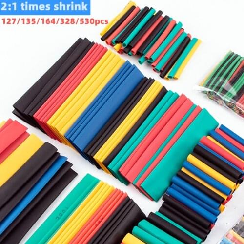 127/135/164/328/530pcs 2:1 shrinkable insulation heat shrinkable tube wire and cable data cable protective cover electronic DIY
