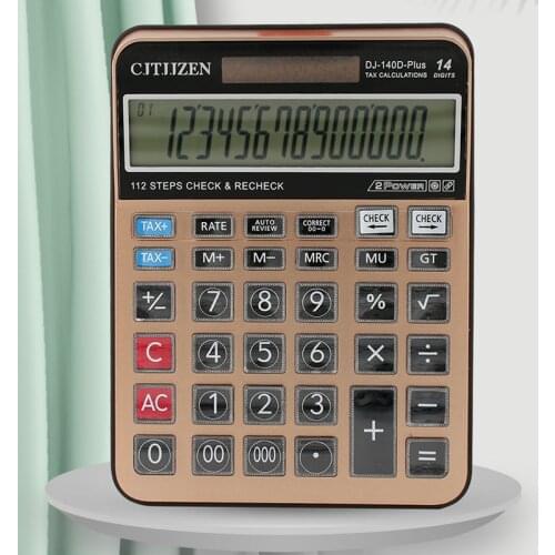 1Pcs 14 Digits Electronic Transparent Button Solar Calculator Home Office School Multi-Function Desktop Calculators Tools