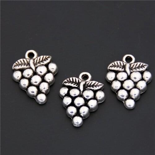 15pcs Silver Color Zinc Alloy Grape Charms Pendants For Jewelry Making DIY Handmade Craft A2409