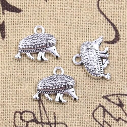 15pcs Charms Animal Hedgehog Porcupine 14x17mm Antique Silver Color Pendants Making DIY Handmade Tibetan Finding Jewelry