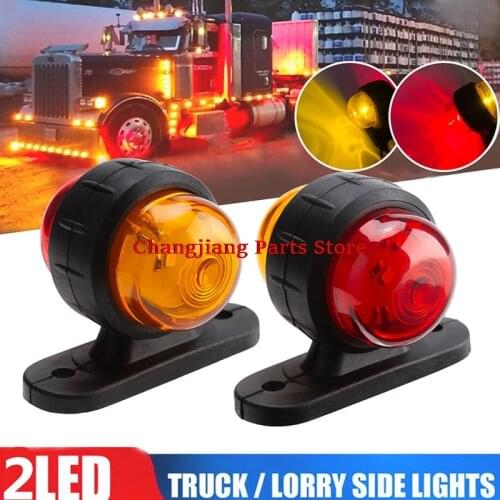 2 Pcs Red Amber Corner Side Marker LED Light Outline Lamp Truck Trailer Van Bus 12V