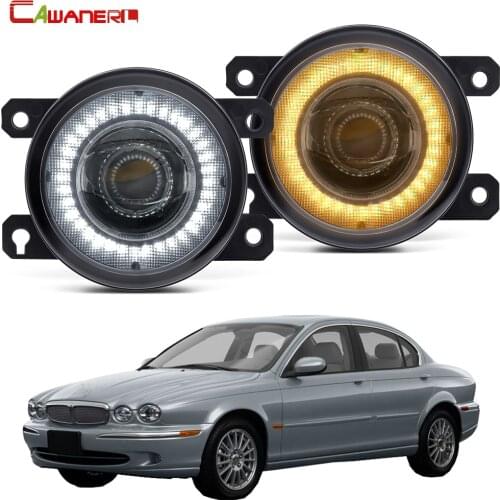 2 X Car Front Bumper LED Fog Light Assembly Angel Eye DRL Daytime Running Light 30W 12V For Jaguar X-Type (CF1) Saloon 2001-2009