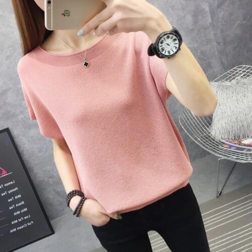 2021 Real Room 115853 Window 】 To Film The New Ice Pure Color Round Collar Short Sleeve T-shirt Batwing Coat [3012] 25