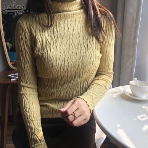 2021 Winter Clothes Women Slim-Fit Long-Sleeved Knitted Pullover Solid Womens Turtleneck Fashion Modal Sweater Women 11605