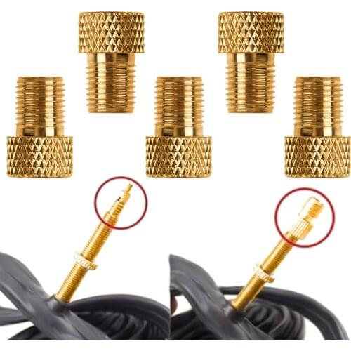 5pcs Bike Pump Tire Copper Presta to Schrader Adapters Bicycle Inflator Pump for Bike Tire Air Valve Connector Bicycle Parts