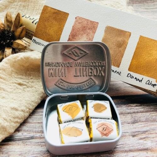 Handmade Watercolor Paints - Precious Ore - Artisan Paint Palette, Set of 4colors Moroccan Yellow Travel Watercolour Waterverf