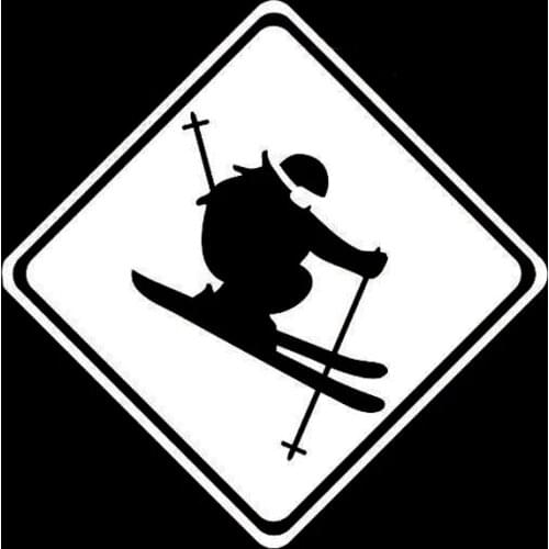 Car Sticker Fashion Ski Decal PVC Waterproof and Sun Protection Decorative Black/silver 13cm * 13.1cm
