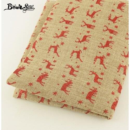 Booksew Composite Fabric 50x150cm Christmas Sika Deer Design Meter Cloth Sewing For Stocking Bag Cushion Home Decoration Telas