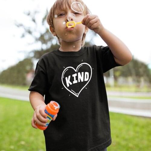 Kind Kids Unisex Tee Shirt Fashion Toddler Boys Girls Short Sleeve Graphic Tshirt Children Letters Printed Casual T-shirts