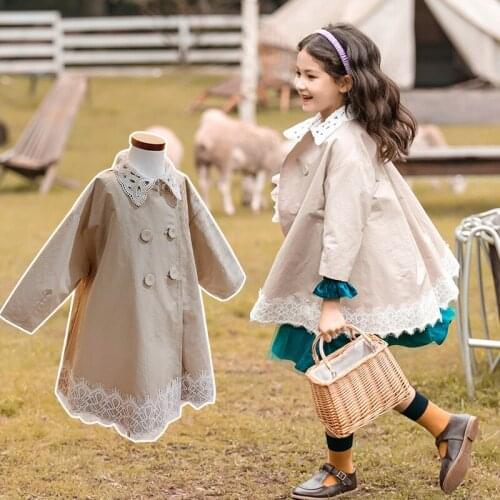 Children Jacket for Girls Spring Autumn Fashion Casual Girls Coat Sweet Lace Cotton Jacket Children Outwear