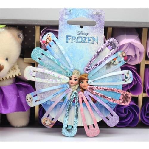 Disney cartoon Frozen children hair clip doll accessories Elsa hair pin bow headwear girl birthday gift princess kid head clip