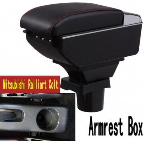 For Mitsubishi Ralliart Colt armrest box central Store content box with cup holder ashtray USB C3 Ralliart Colt armrests box