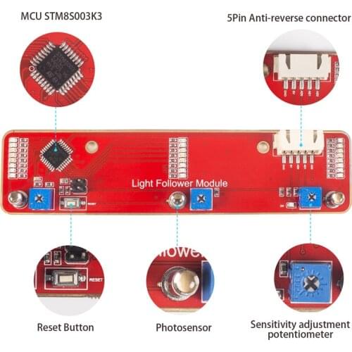 3Channel 3du5c Phototransistor Light Follower Module for Arduino and Raspberry Pi Robot