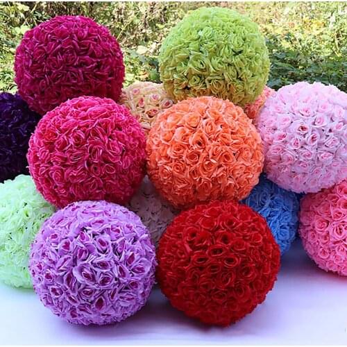 20cm Artificial Rose Silk Flower Ball Hanging Wedding Party Decor Flowers Centerpiece for unique party decoration