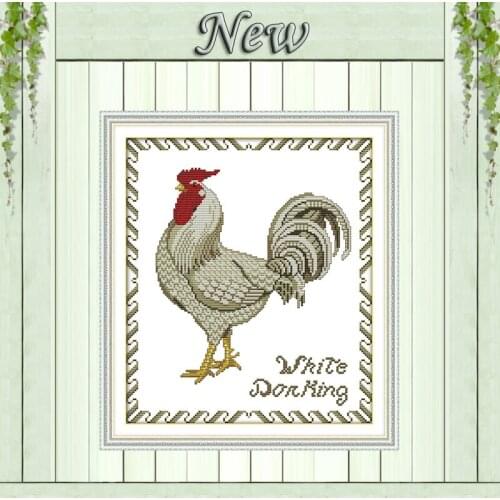 The white cock home decor paintings counted printed on canvas DMC 14CT 11CT Chinese Cross Stitch Needlework Sets Embroidery kits