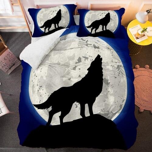 Cool Wolf Moon Bedding Set Comforter Animal 3D Print Luxury Duvet Cover Set Home Textile Decoration Adult Queen King Single Size