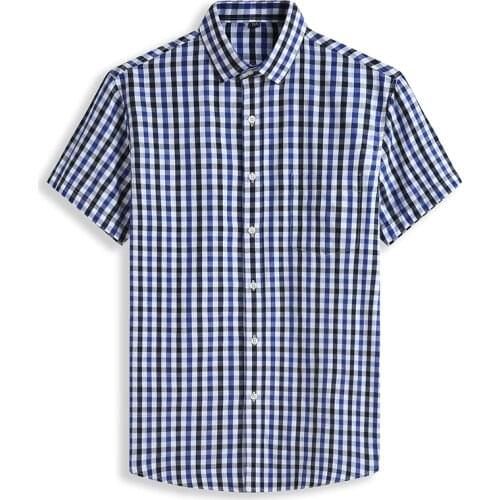 Summer Short Sleeve Men Loose Button Plaid Mens Shirts Fashion Casual Classic Style Plaid Shirt Male Plus Size Large Big 6XL 8XL