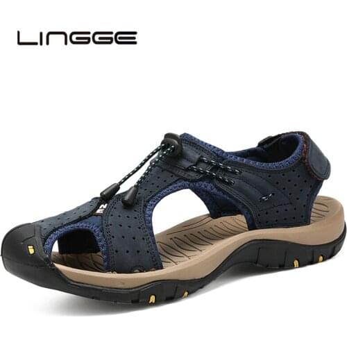 LINGGE Men's Leather Sneakers