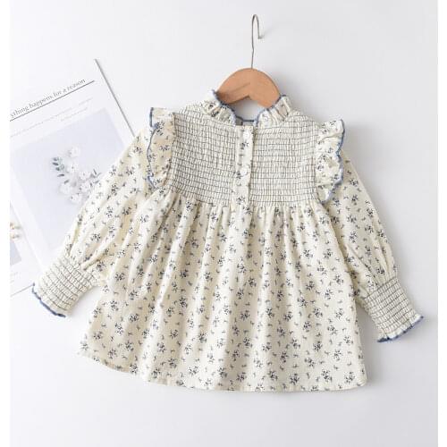 Menoea Girls Shirt 2020 Korean Version Of The New Female Bbaby Floral Shirt Childrens Cotton Spring Autumn Long-sleeved Shirt