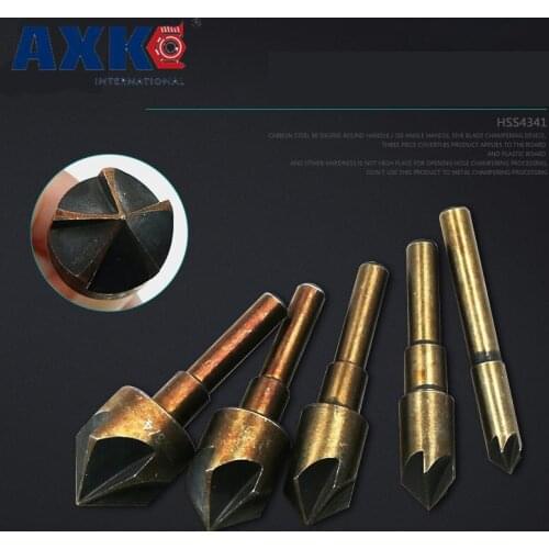 Tri-flat Hss Industrial Cobalt Countersink Drill Bit Set Chamfer Cutter 82 Degree Wood Metal Plastic Drilling Counter Sink5pcs