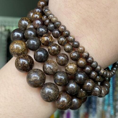 Natural Bronzite Stone Beads For Jewelry Making Round Loose Spacer Beads Diy Bracelet Necklace Charms Accessories 4 6 8 10 12mm