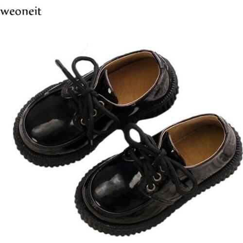 Weoneit New Children Toddler Baby Little Teen Girls Boys Muffin Bottom Leather Shoes for Girls Kids Dress Party Dance Shoes
