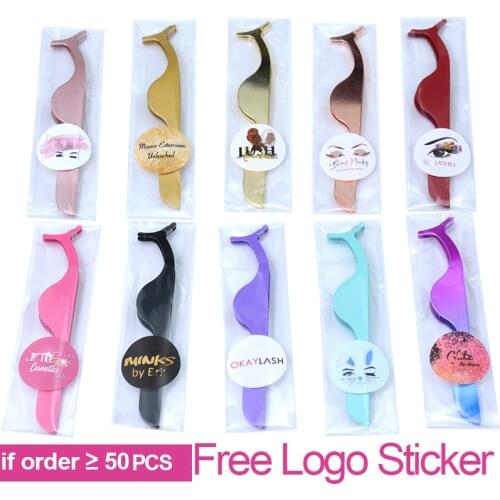 Kekelash Custom Logo Stainless Fake Eyelash Tweezers Bulk Wholesale High Quality Metal Lash Applicator Makeup Tools