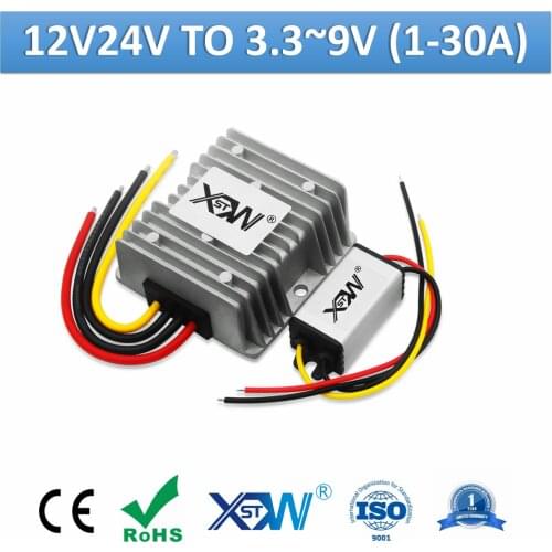 XWST DC to DC Buck Converter 12v 24v to 3V 3.3V 3.7V 4.2V 6V 7.5V 9V Step Down Voltage Reducer 1A to 30A Power Supply