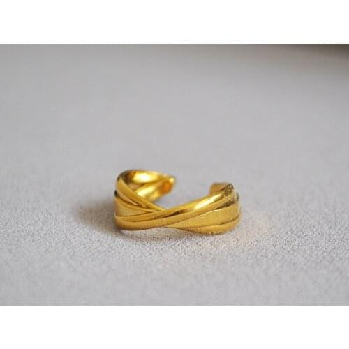 18K Gold-Plated Zhensanhuan Cross-Winding Simple Normcore Style Simple and Versatile Temperament Open Ring Index Finger Ring