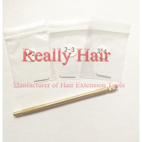 Professional Bronze Wig Ventilating Holder with 3 pcs Pin ventilating needle for wig making Crochet Hook tools