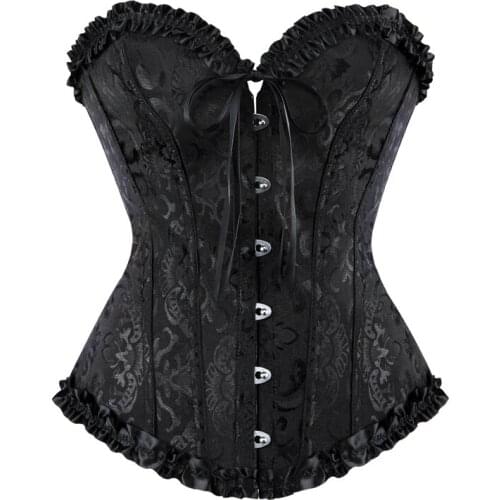 Sexy Overbust Women Bustier Lace Up Corset Top Corset Boned Waist Trainer Lingerie Overbust Corsets Body Shaper Plus Size