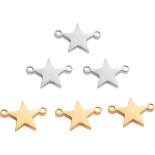 10pcs/lot Star Charm Connectors For Jewelry Making Findings Stainless Steel DIY Necklace Bracelet Both Sides Polished