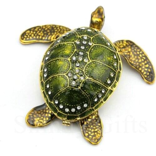 Specail offer Sea Turtle Crystal Studded Pewter Jewelry Trinket Box