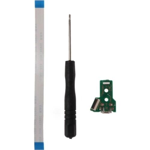 Circuit Board Slim USB Charging Plate Controller Socket Port JDS-055 12 Pin Power Cable Replacement Parts for PS4 Controller