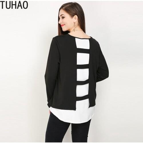 TUHAO spring Blouse Shirt High Quality Women Plus Size 7XL 6XL 5XL Casual Tops Blusas Feminino Blouses Black Shirts RL