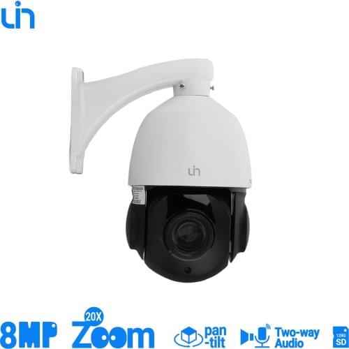 UIN 8MP Surveillance Security CCTV IP PoE Optical 20X PTZ Camera IR 100m Motion Detection SD Card Slot Built-in Mic H.265 P2P