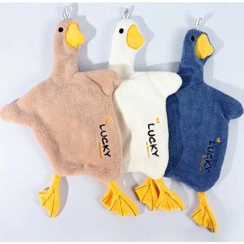 Thickened Sucker Hand Towel Cartoon Animal Bear Super Absorbent Coral Fleece Children Cute Towel Hanging Towel