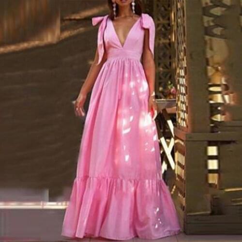 Sexy Deep V Neck Embroidery Wrap Party Dress Women Casual Solid Mesh Lace Dress Summer Criss Cross Bow Sleeveless Maxi Dresses