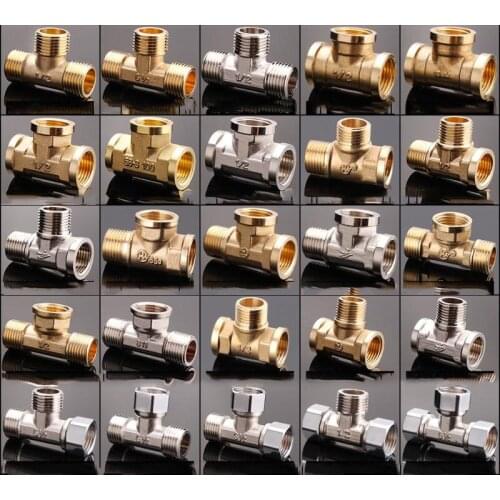 1 Pcs 1/2‘’ Water Pipe Fitting Tee Type Y Shape Thickened Copper Water Oil Gas Joint Adapter Inner Outer Wire Heater Connector